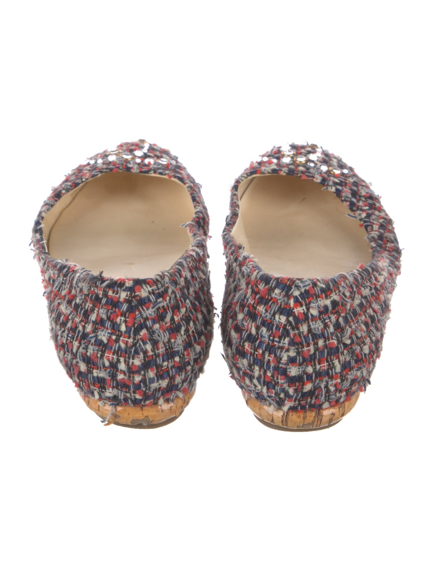 Chanel Interlocking CC Logo Tweed Ballet Flats